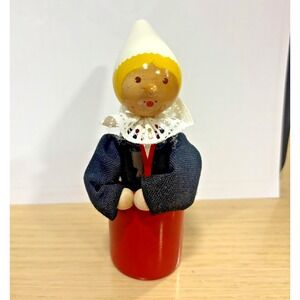 Vintage Wooden Scandinavian Figurine Bottle Stopper Man Hat Folk Art Decor
